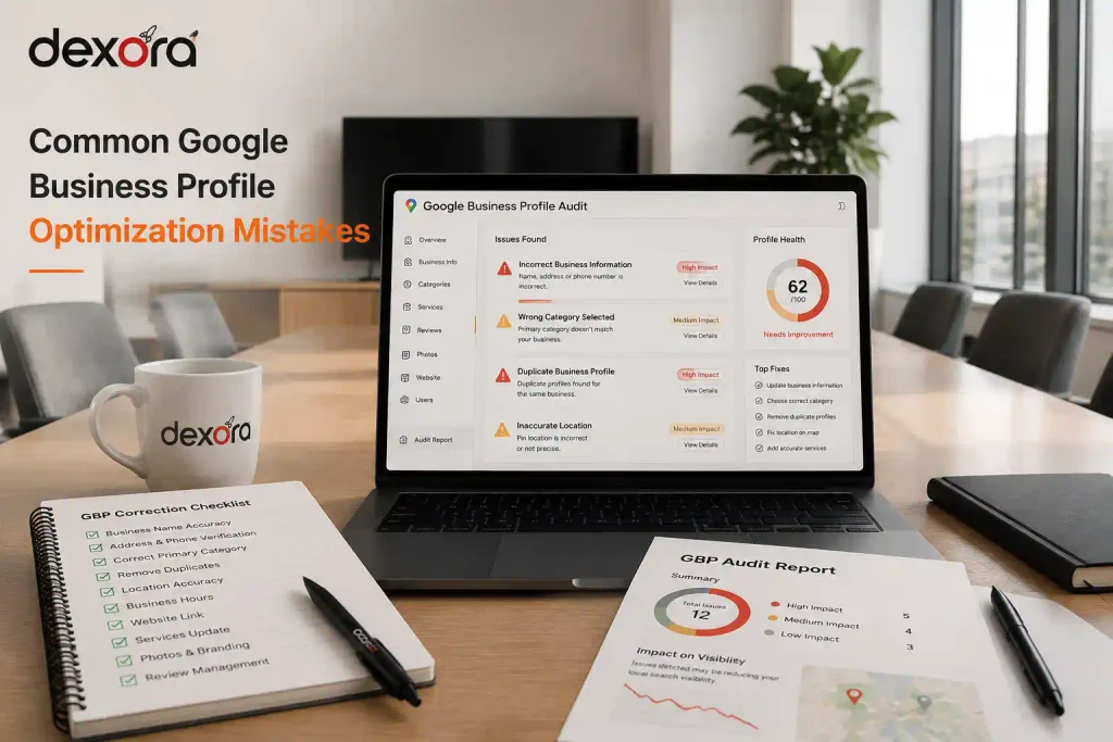 Google Business Profile optimization Finland audit showing common profile mistakes, incorrect business information, wrong categories, duplicate listings, and local SEO issues.