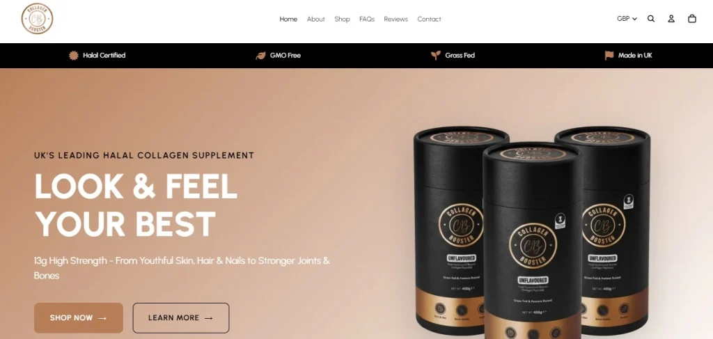 Collagen Booster website screenshot