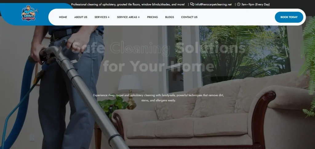 Hero Carpet Cleaning website screenshot