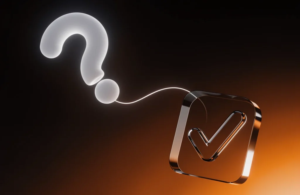 Glowing question mark becoming a clear answer card for answer engine optimization