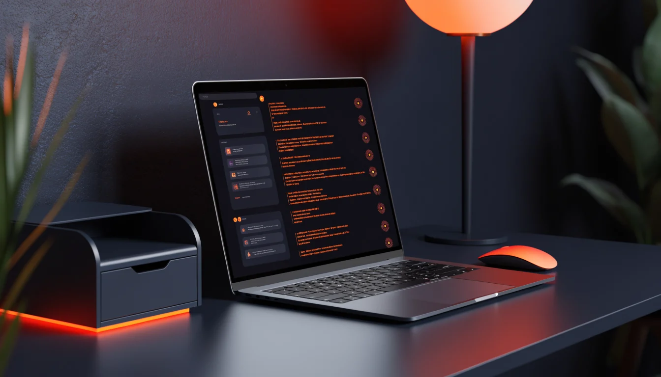 AI answer panel with source citations on a laptop