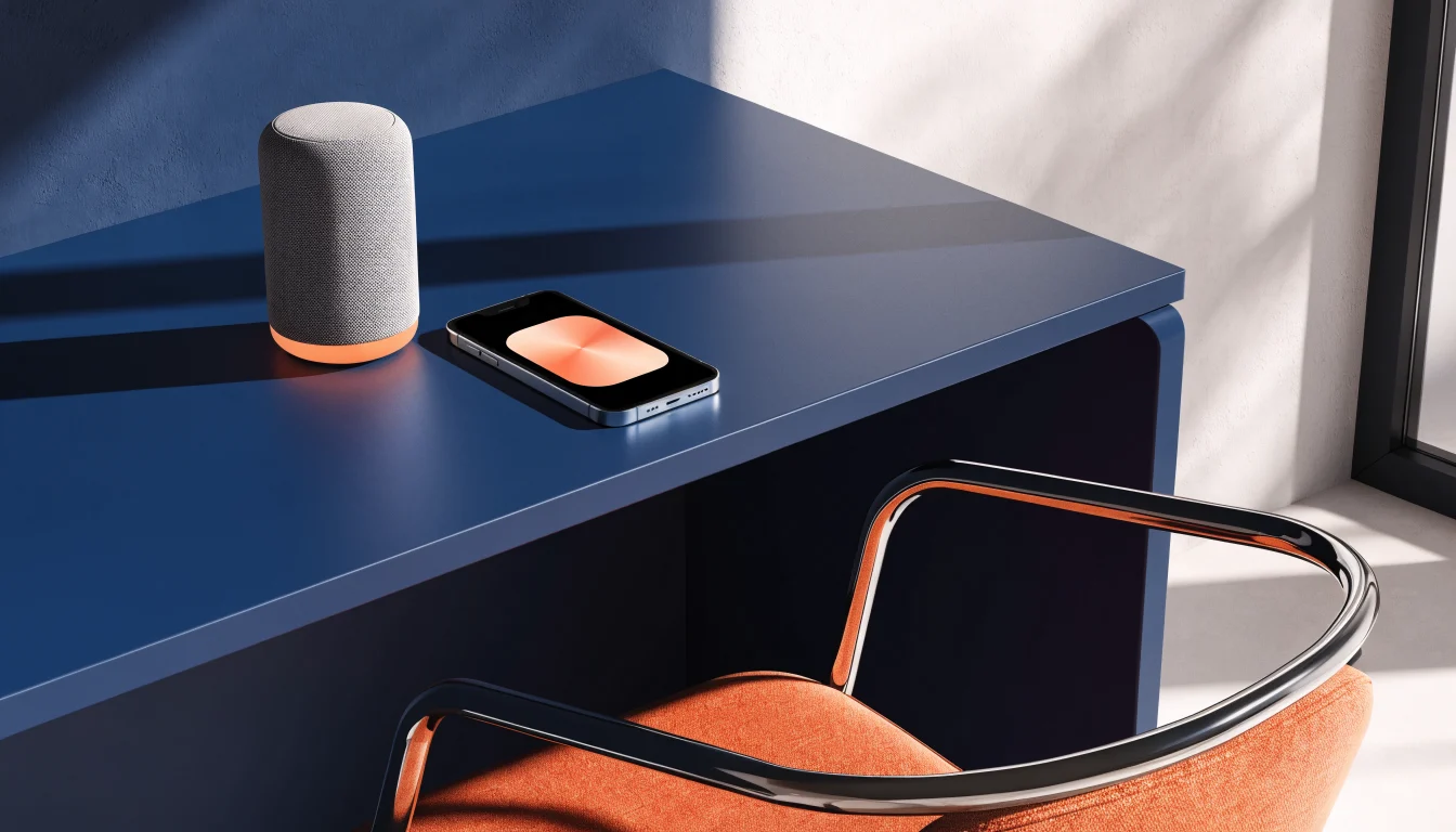 Phone and smart speaker giving a short direct answer