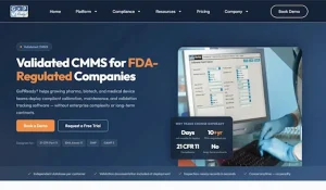 GxPReady SaaS website showcasing validated CMMS software for FDA-regulated pharmaceutical, biotech, and medical device companies.